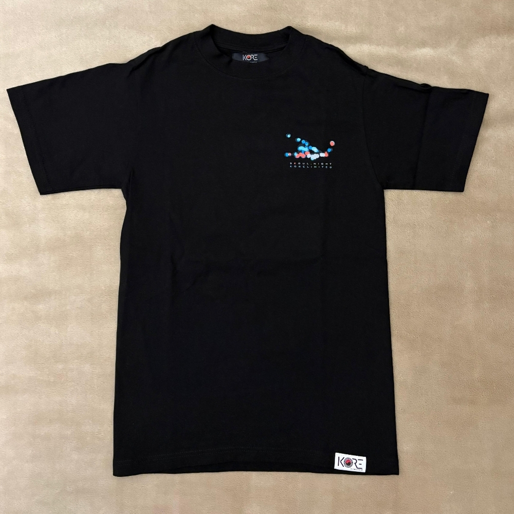 The Korelimited Seoul Night Black Graphic Heavyweight Cotton T-Shirt Size S NWOT